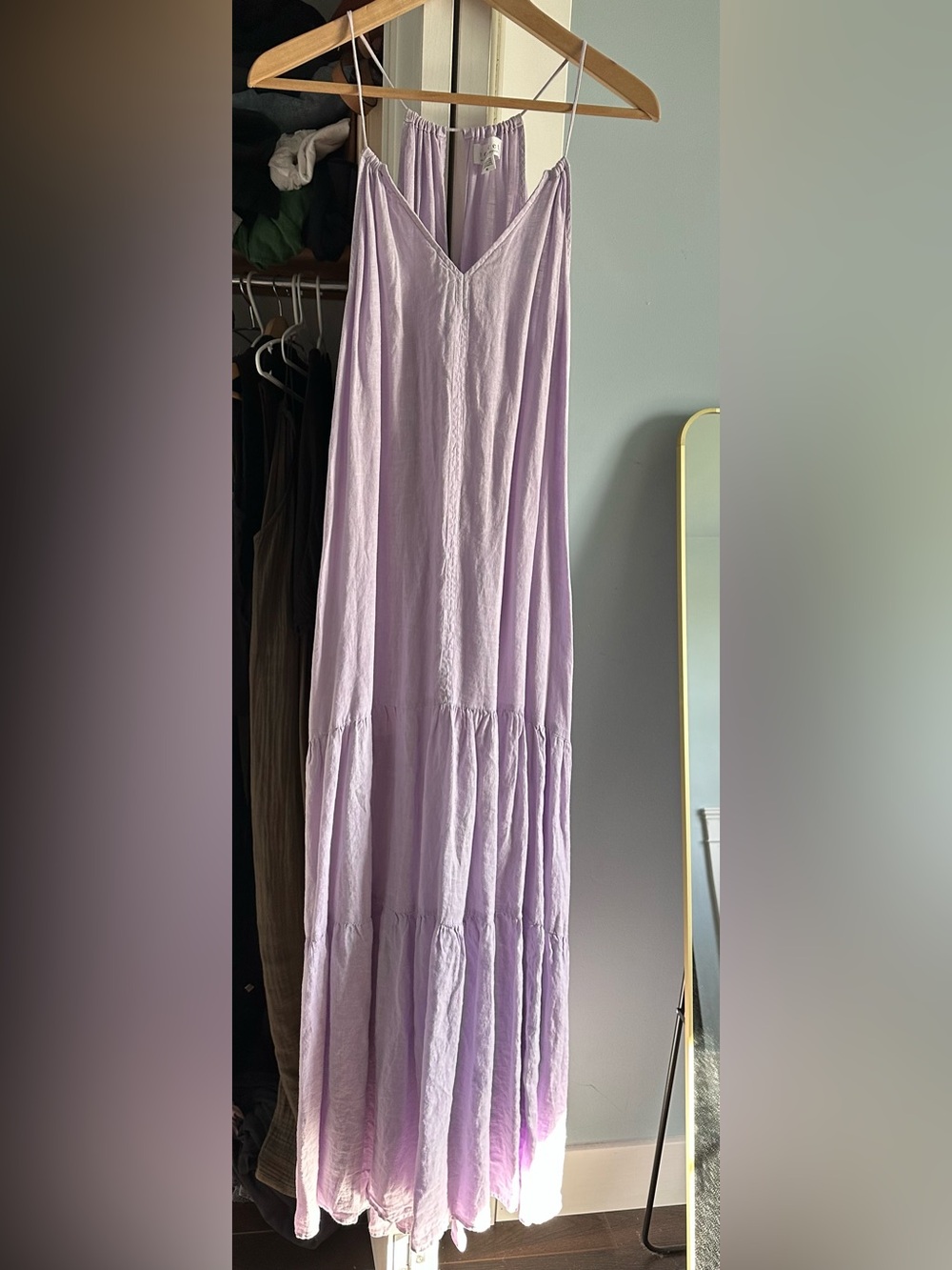 ANTHROPOLOGIE Velvet by Graham & Spencer Lavender Linen Maxi Dress - M